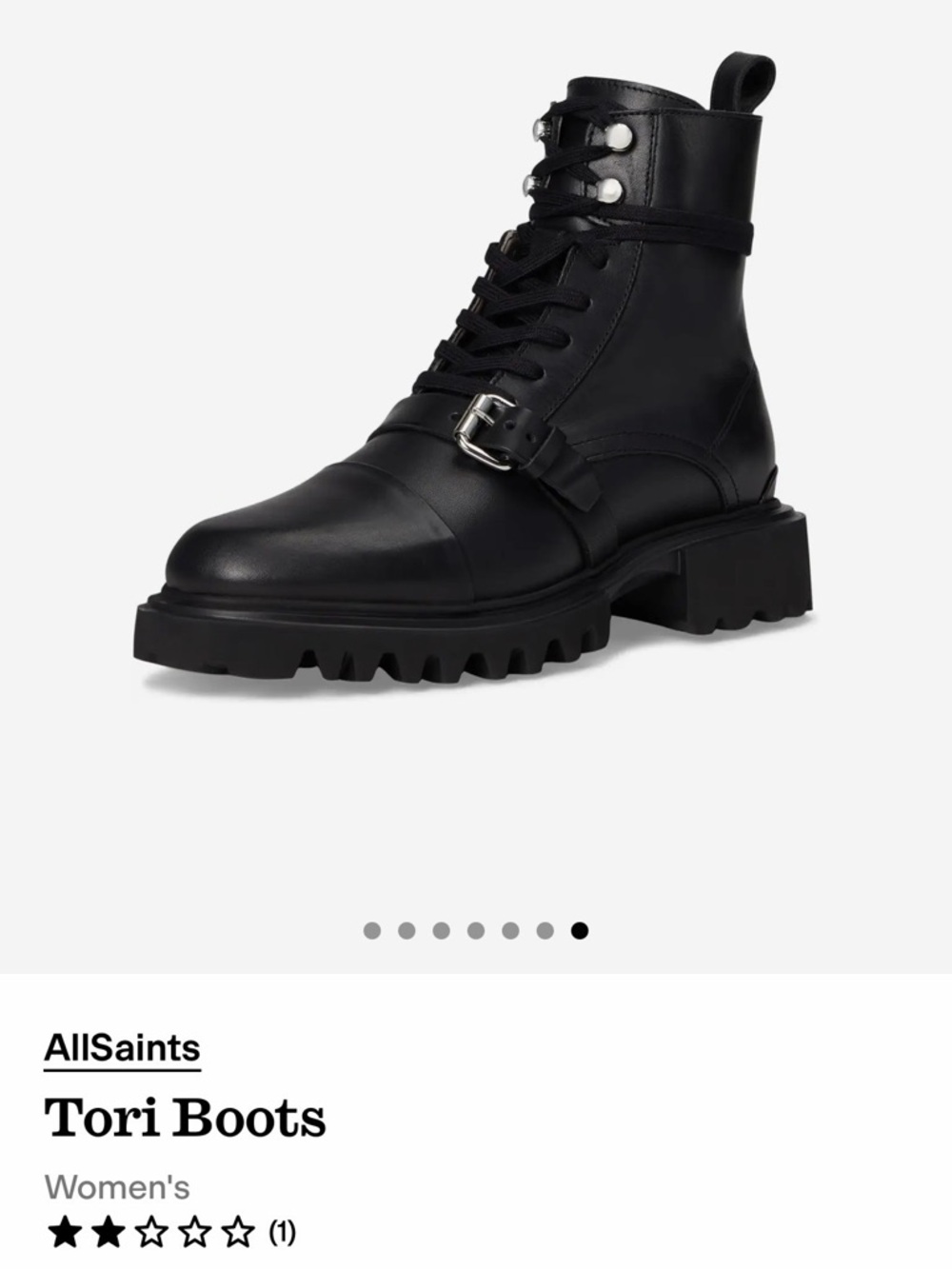 All Saints Black Lace-Up Buckle Combat Boots